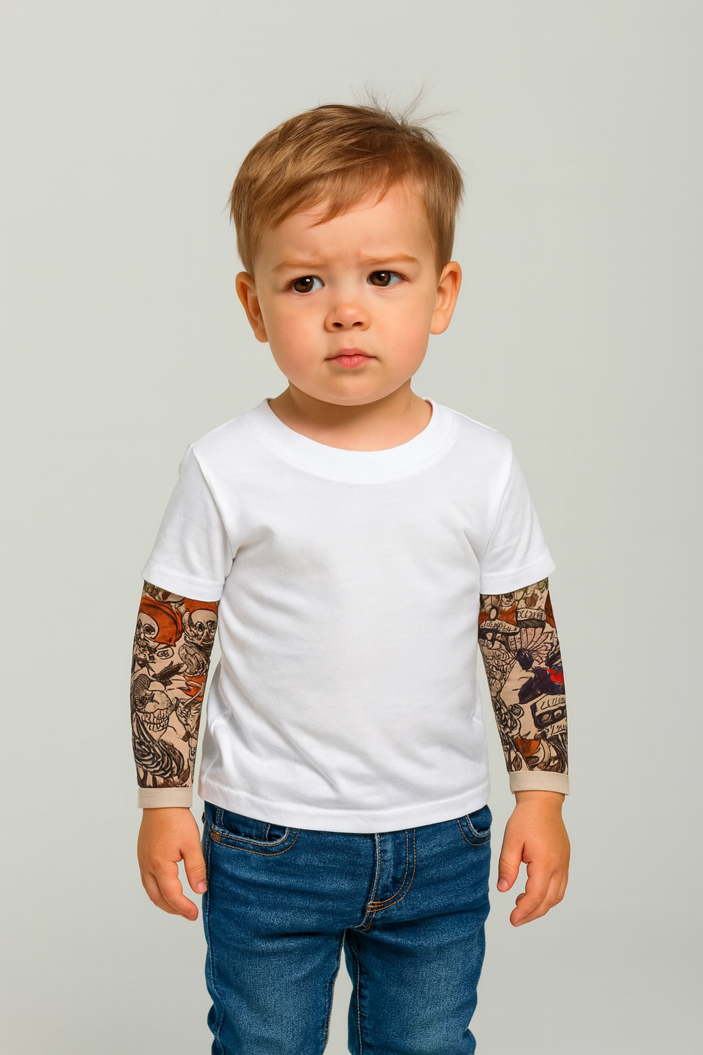 Tattoo Sleeve White Unisex Kids T-Shirt