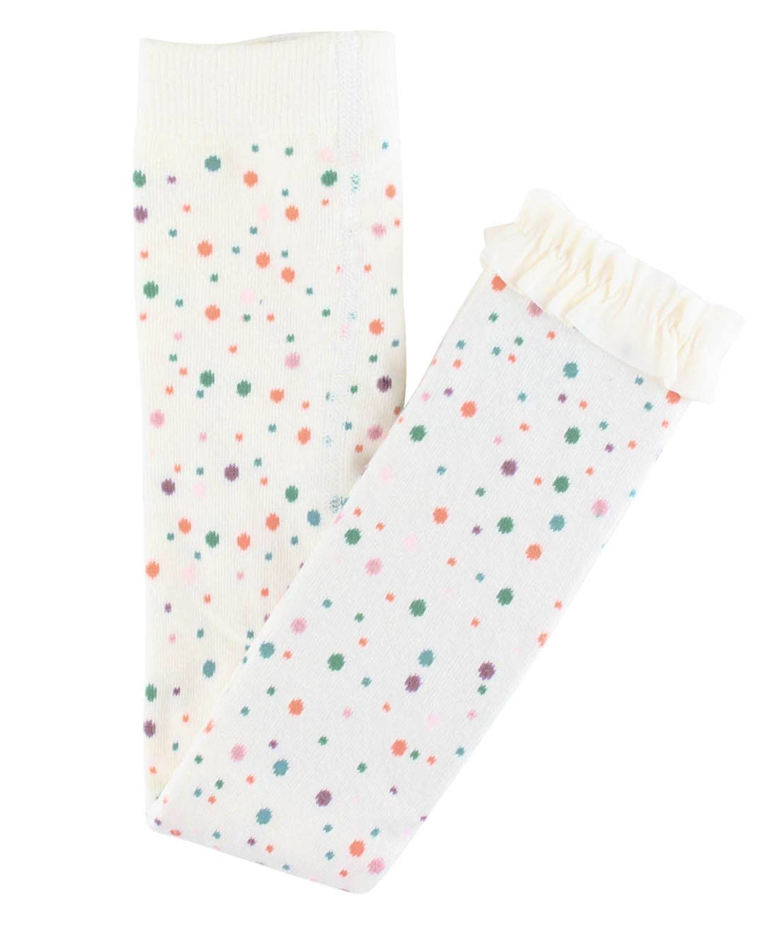 Girls Spotty Dots Patterned Footless Ruffle Tights