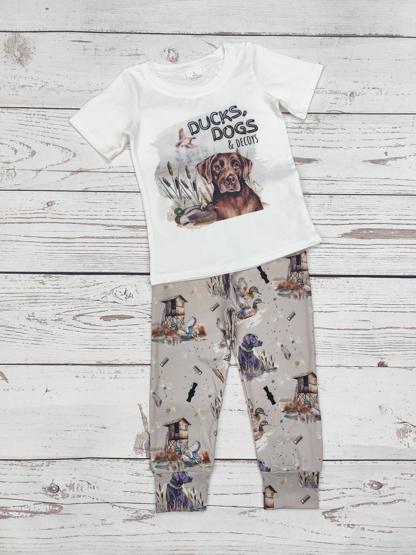 Boys Hunting Dogs Ducks Two Pieces Sets