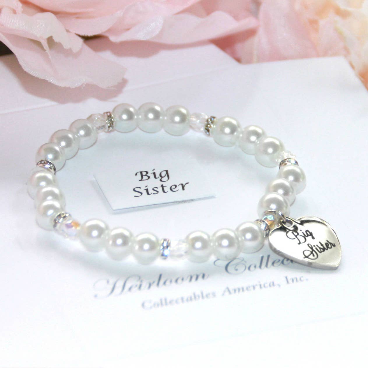 Big Sister Pearl Bracelet with Heart Charm CJ-163