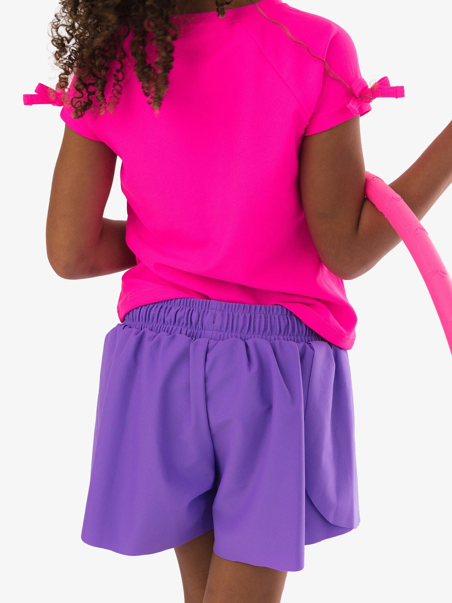 Girls Neon Purple Active Butterfly Shorts