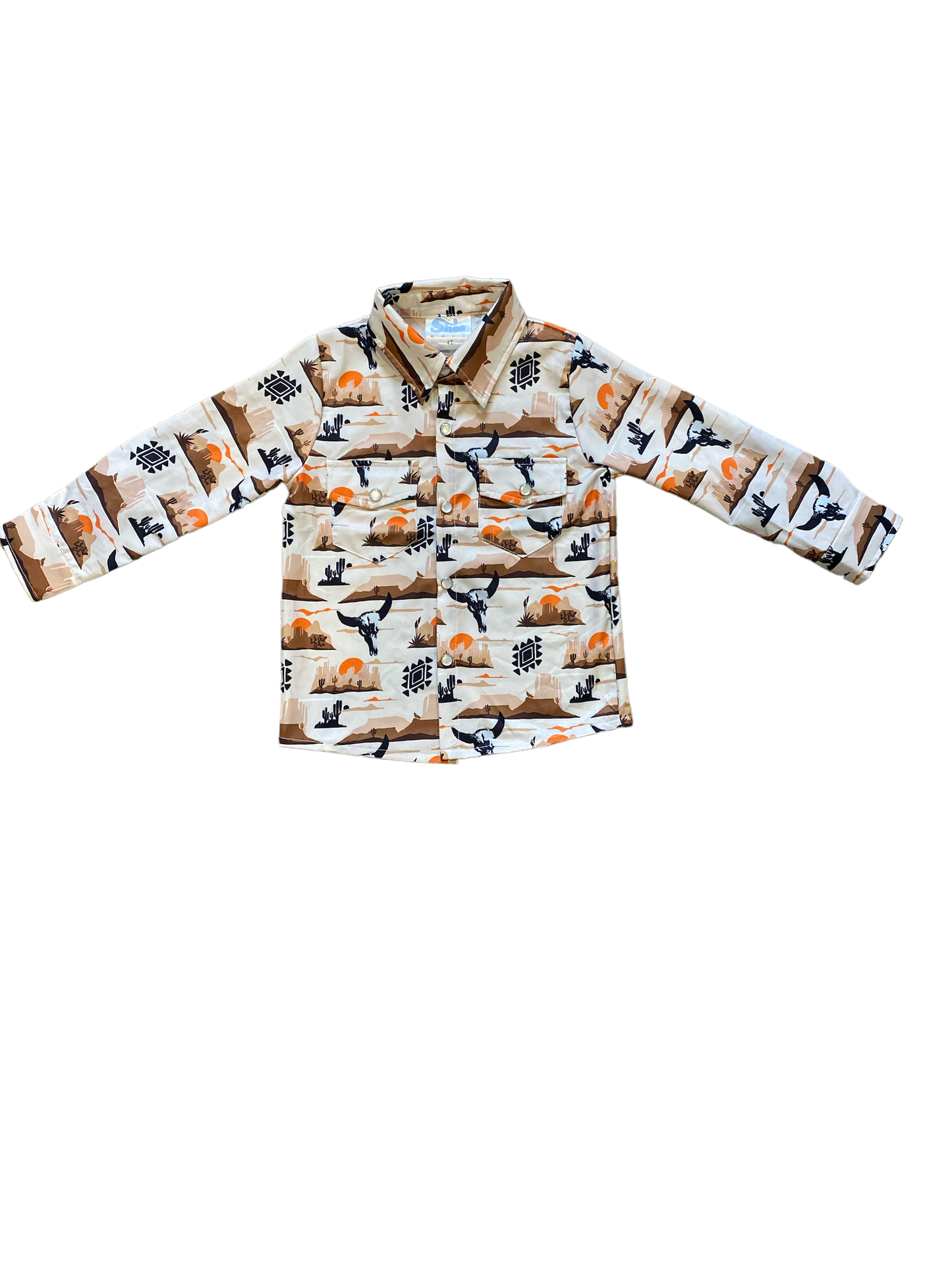 Boys Print Pearl Snap Onesie - SNAP09