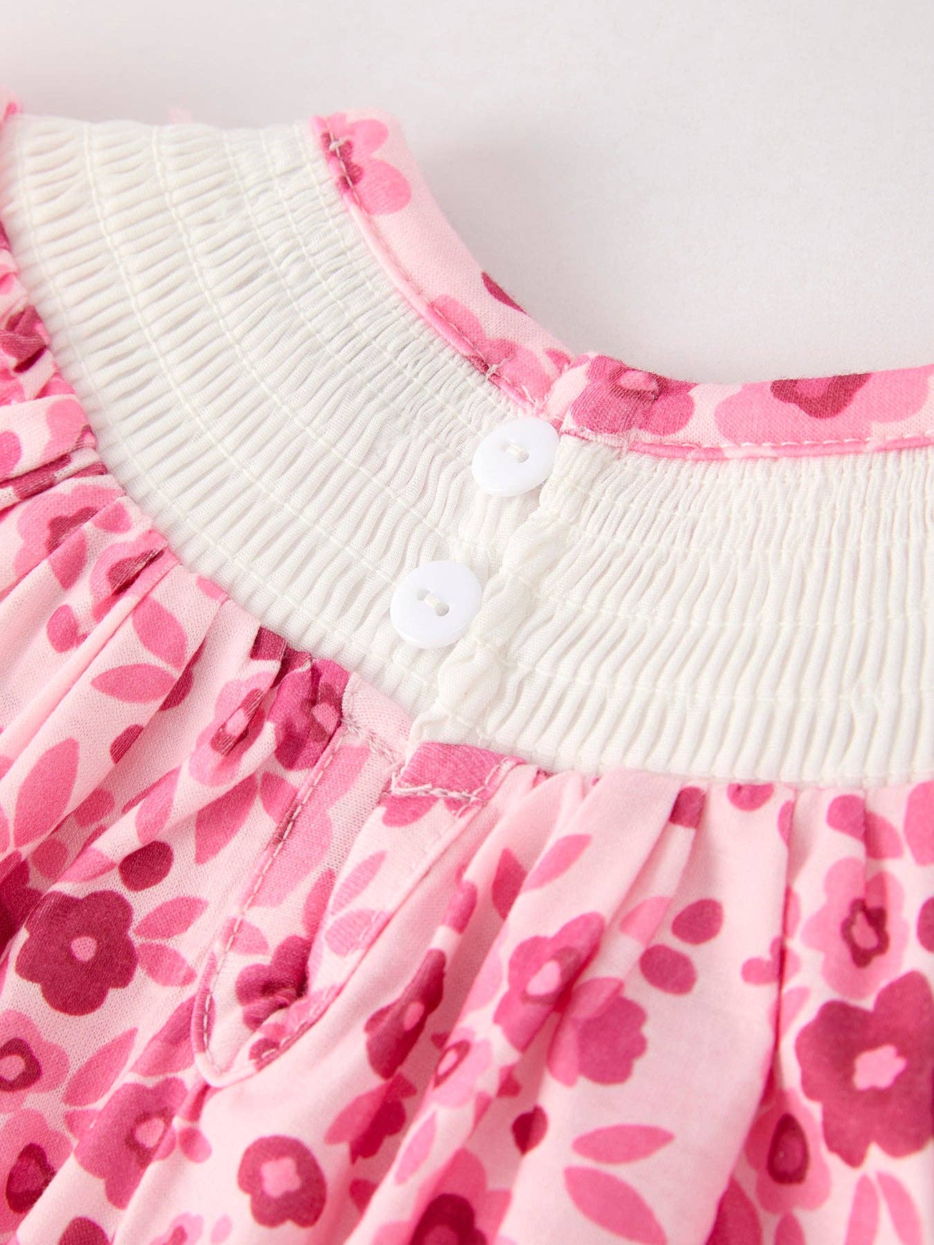 Boots Smocking Embroidered Short Sleeve Floral Baby Girl Romper