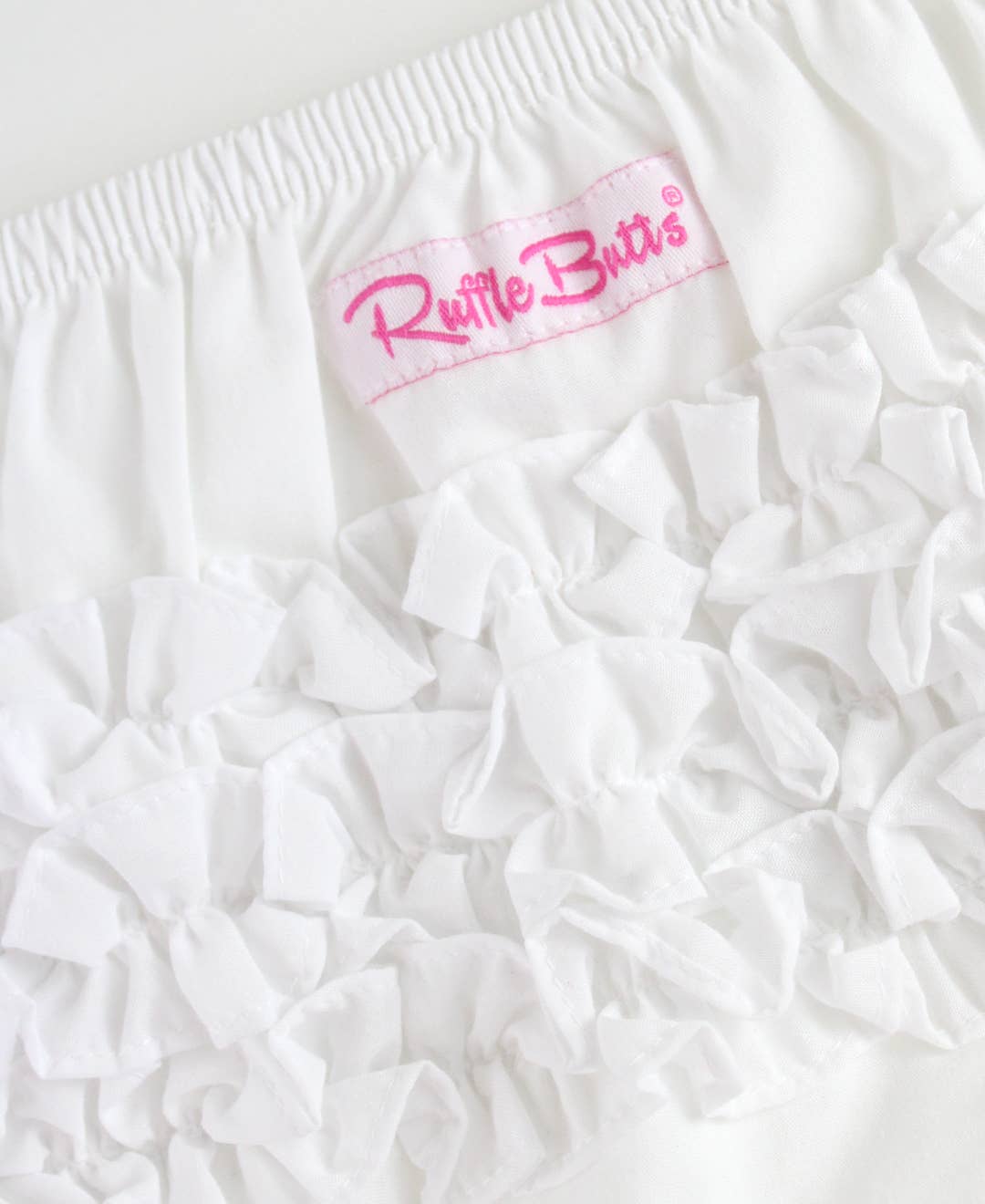 Baby Girls White Woven RuffleButt Bloomer