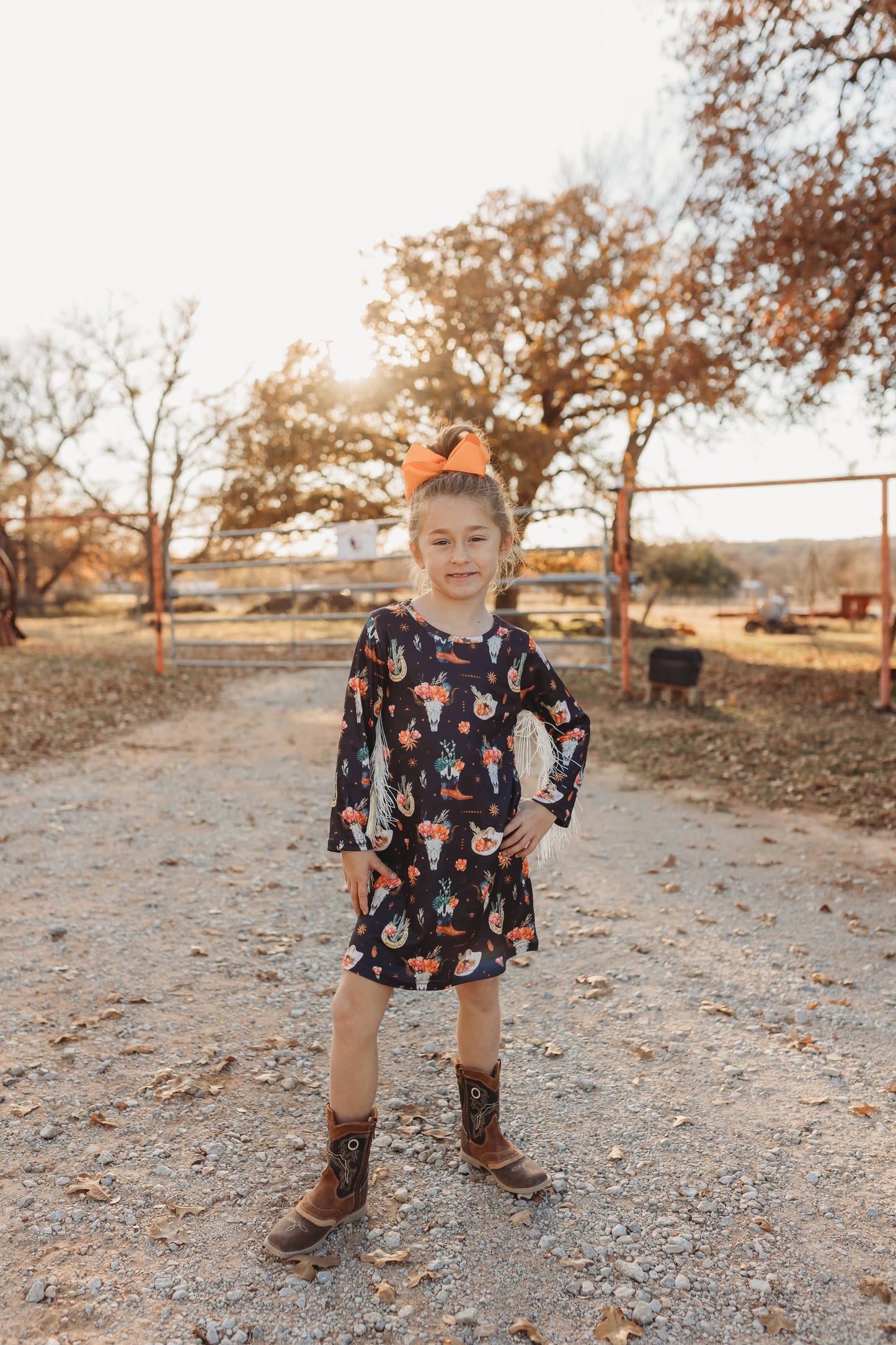 Black Floral Skull Fringe Dress