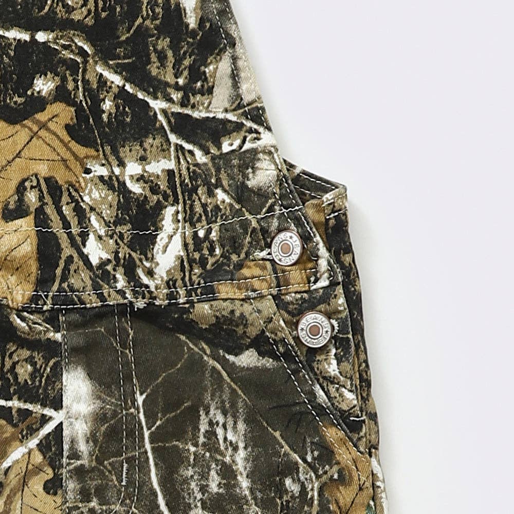Kids Leaves Print Denim Overalls