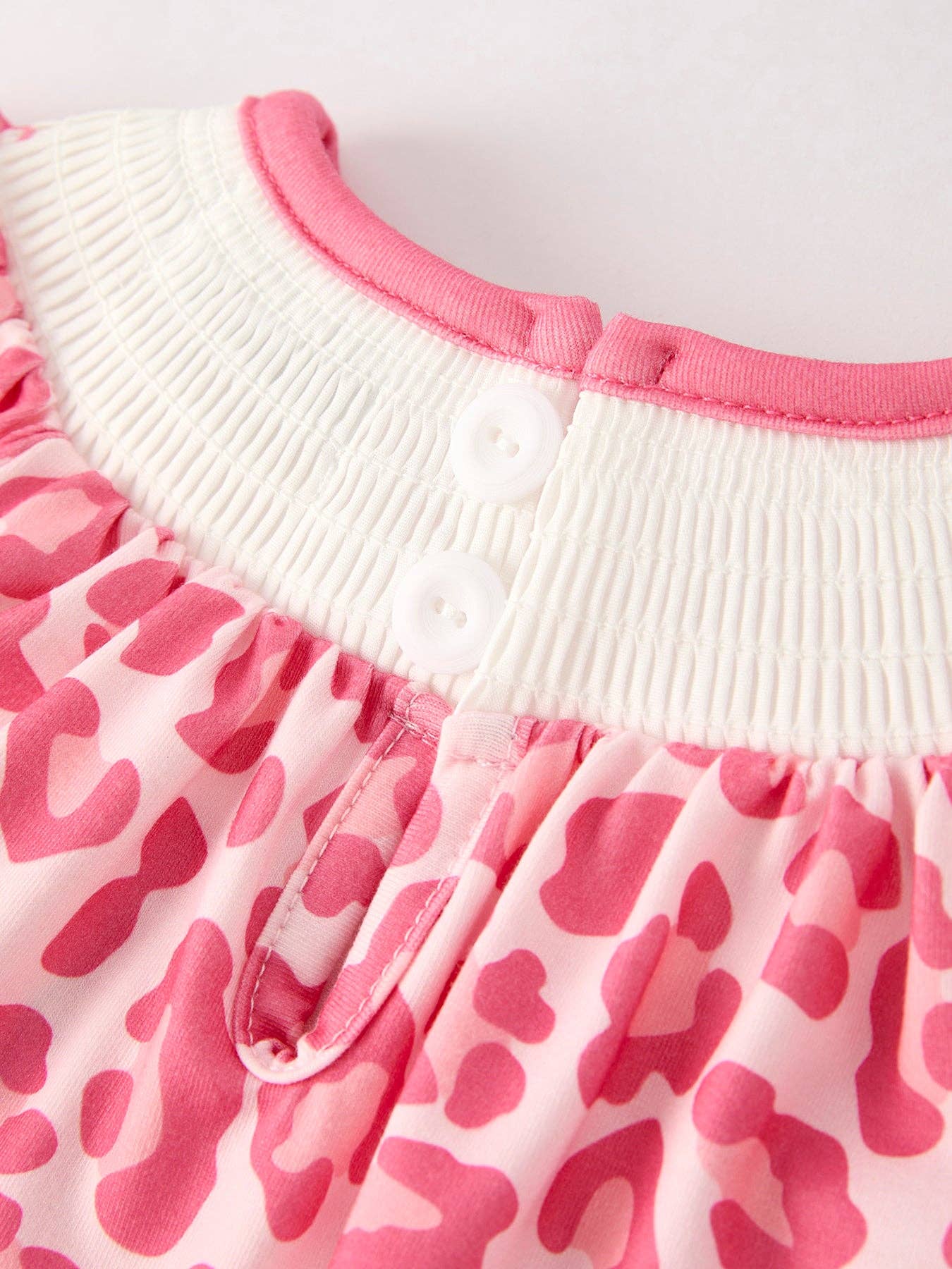 Pink Smocked Church Christ Bishop Christening Leopard Baby Girl Romper