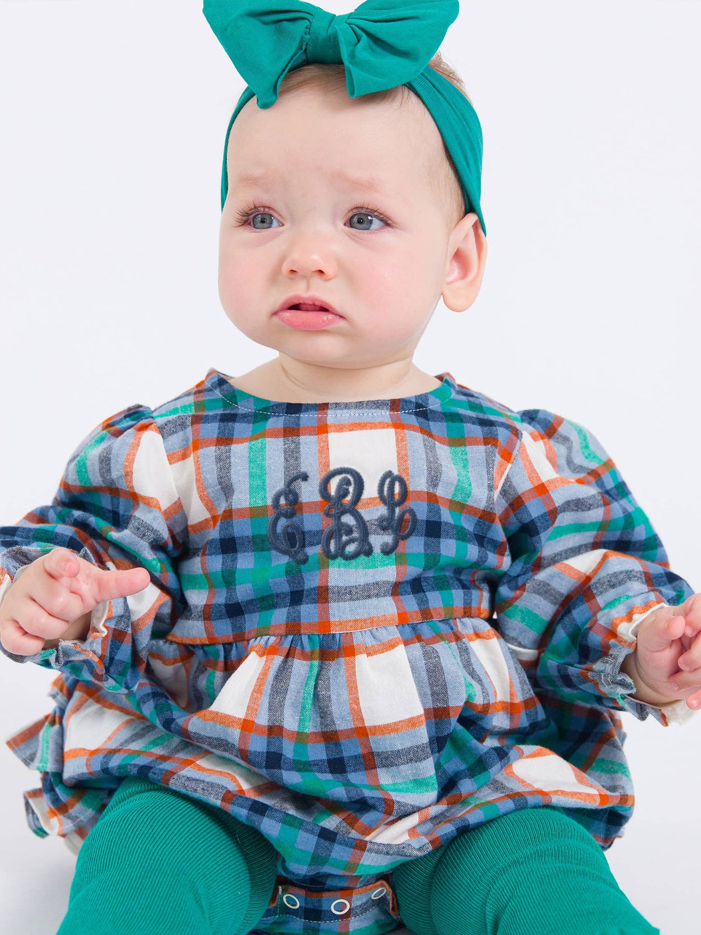 Baby Girls Peyton Plaid Woven Long Sleeve Bubble Romper