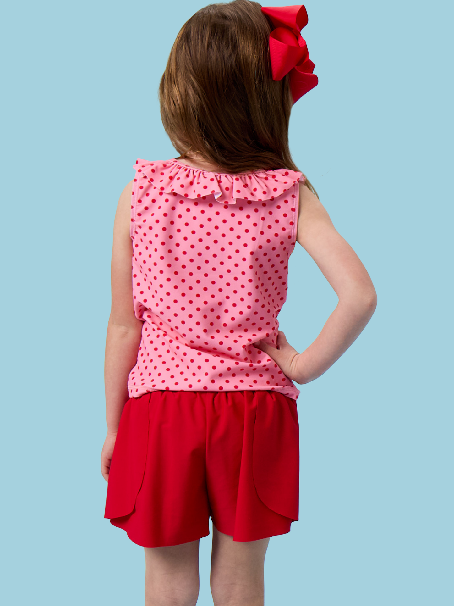 Girls Red Active Butterfly Shorts