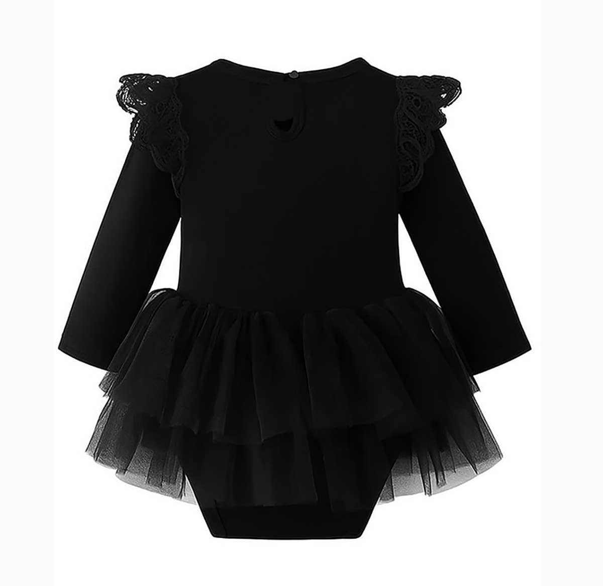 Black Ruffle Long Sleeve Cotton Tutu Skirt Romper