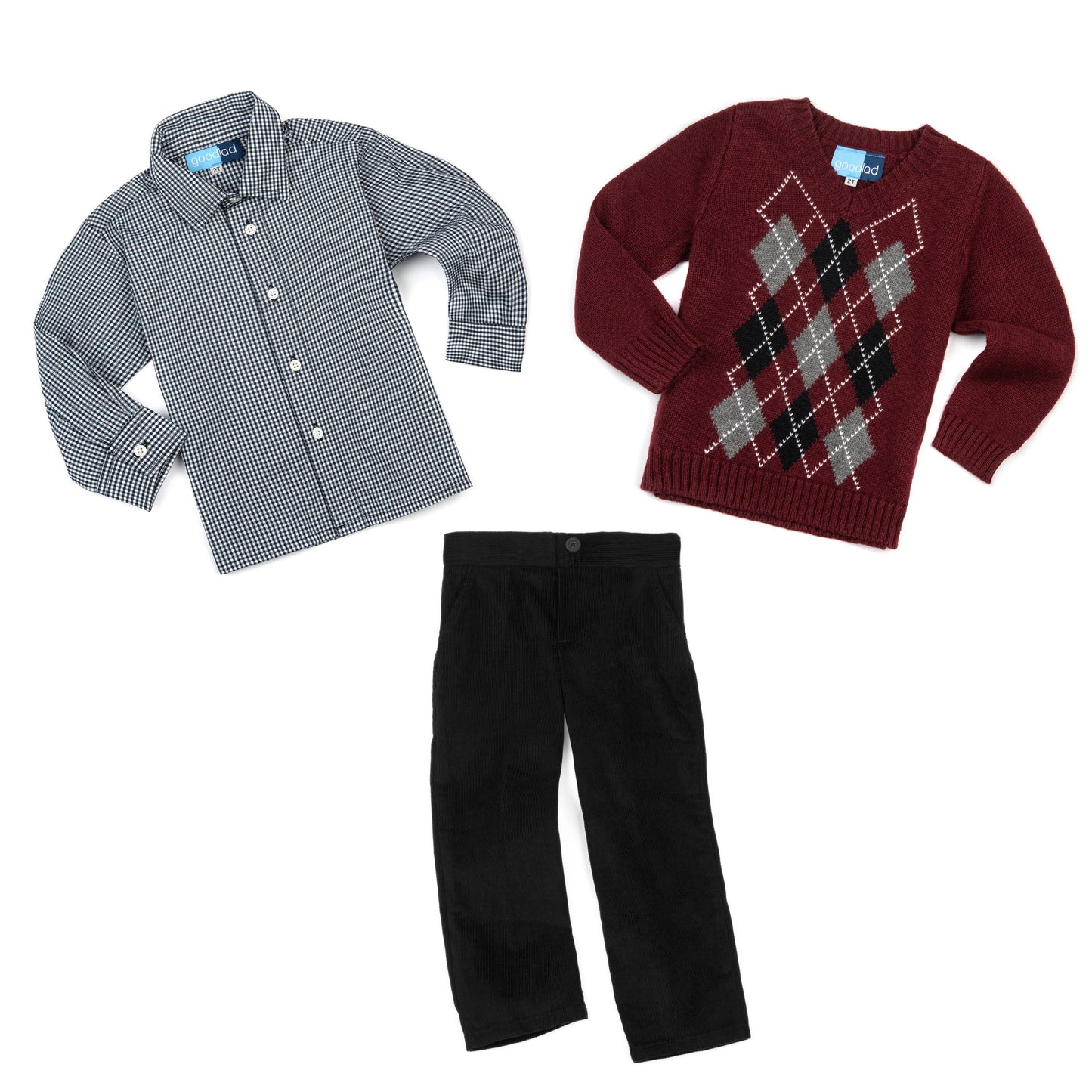 Good Lad 4/7 Boys Burgundy Argyle Long Sleeve Sweater Set