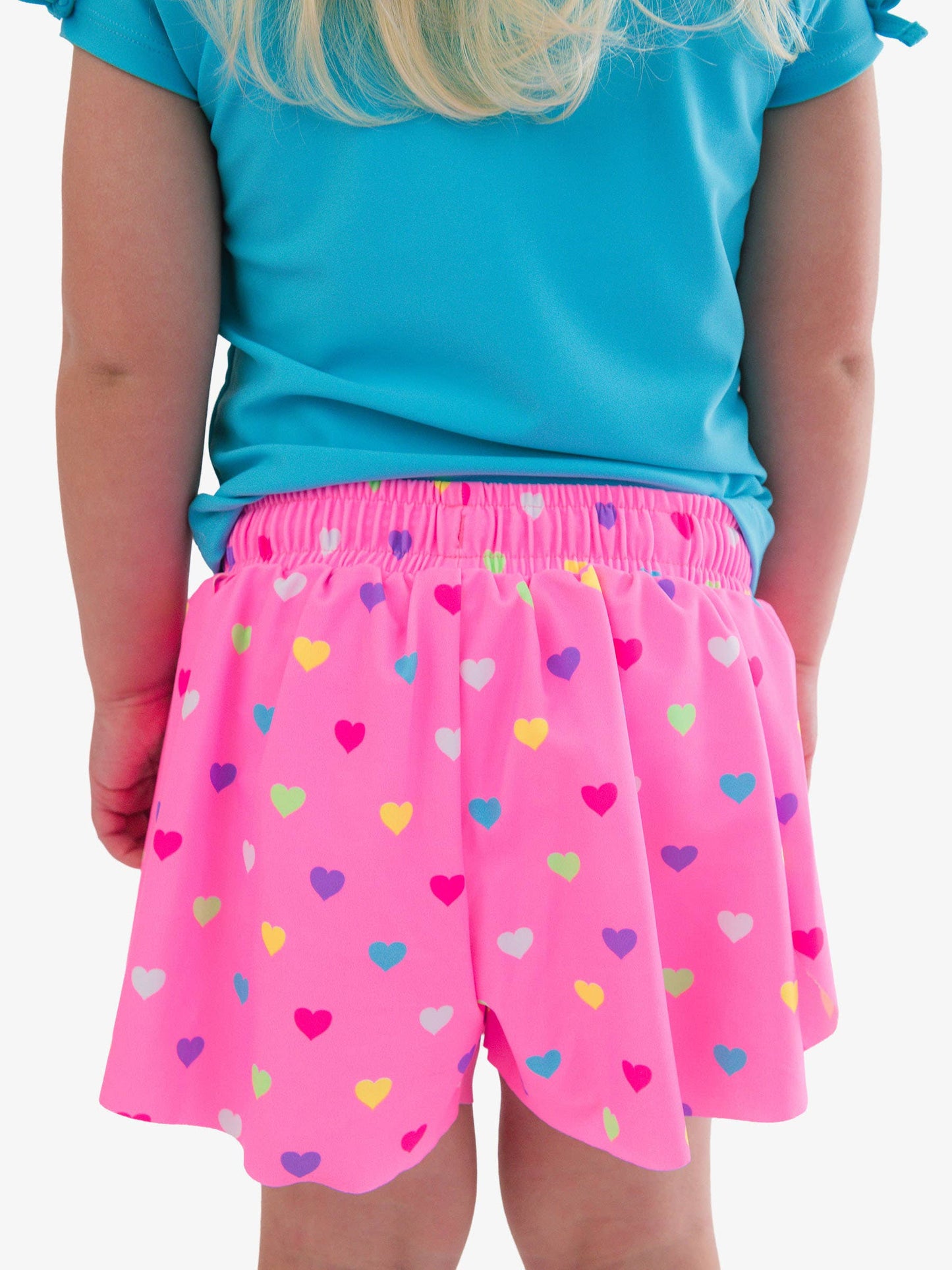 Girls Neon Pink Colorful Hearts Active Butterfly Shorts