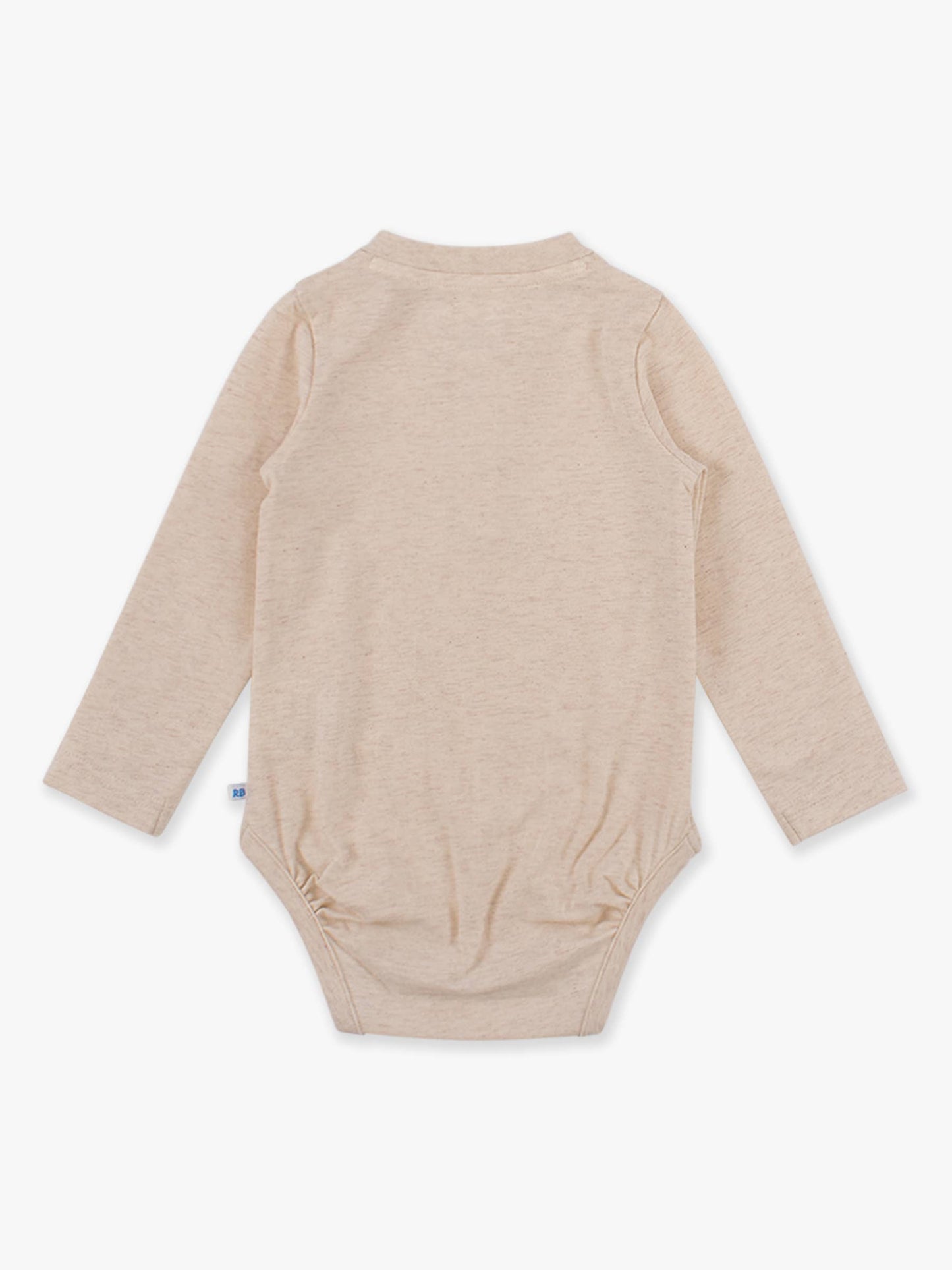 Baby Boys Heather Oatmeal Knit Long Sleeve 2-Button Henley Bodysuit