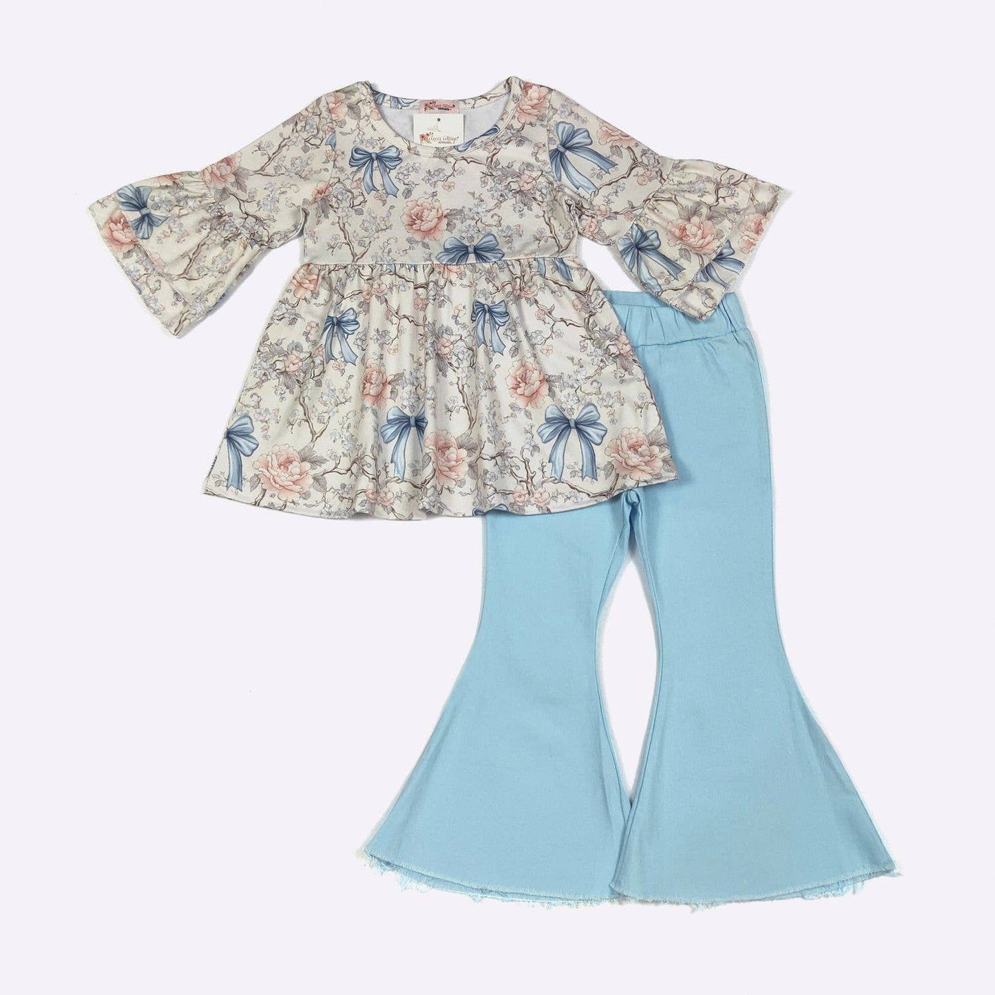 Blue Vintage Coquette Girls Set