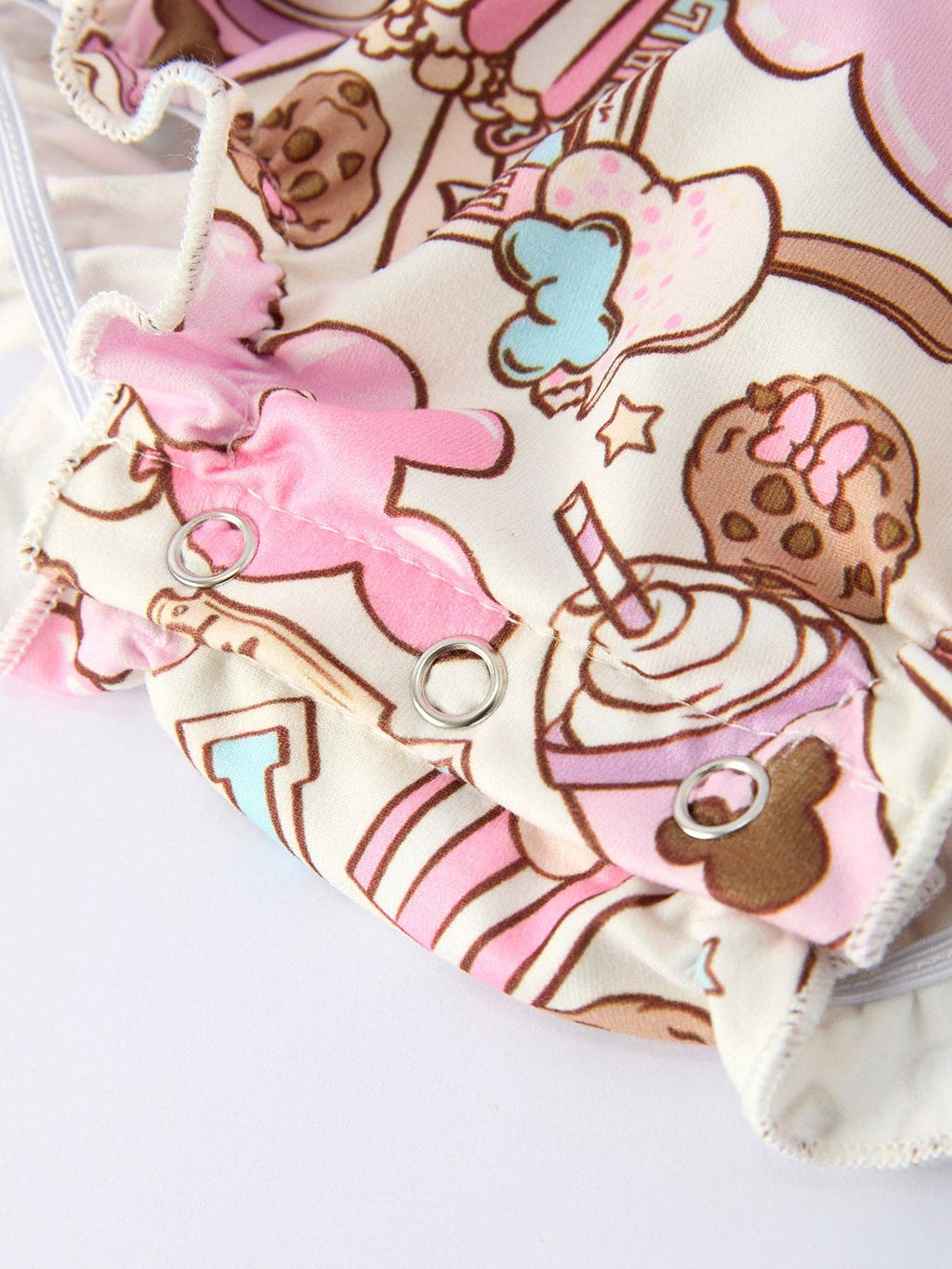 Summer Sweet Treat Print Girls Short Sleeve Romper