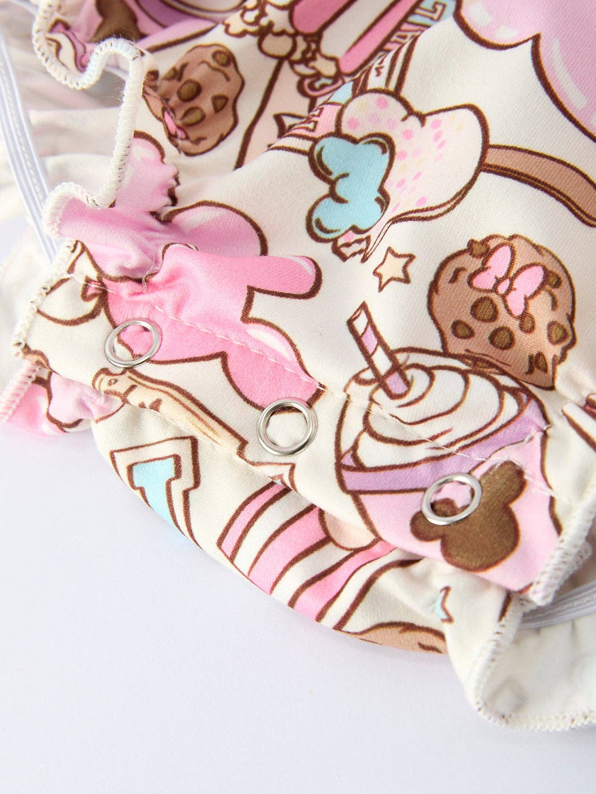 Summer Sweet Treat Print Girls Short Sleeve Romper