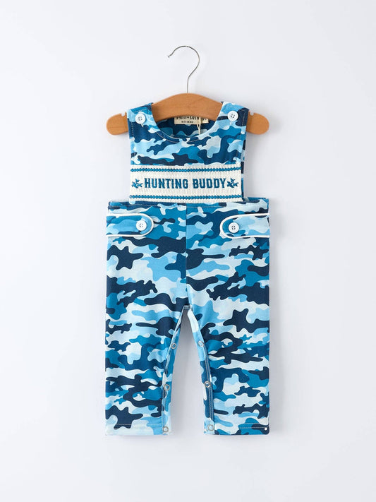 Camouflage "HUNTING BUDDY"Embroidery Baby Boy Romper