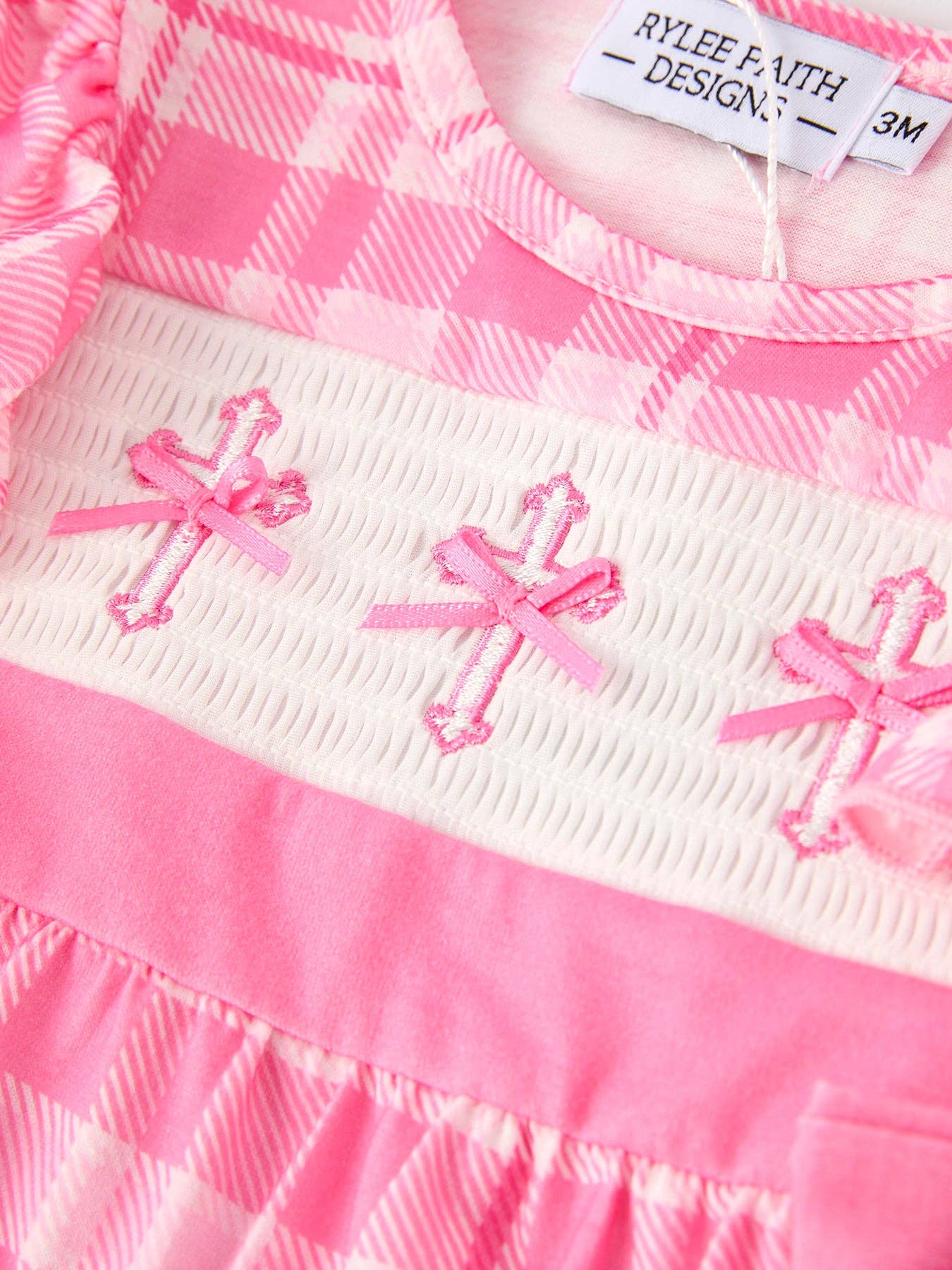 Pink Plaid Smocked Church Christ Bishop Christening Romper