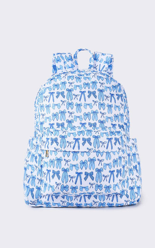 Bow Print Kids Girls Canvas Backpack