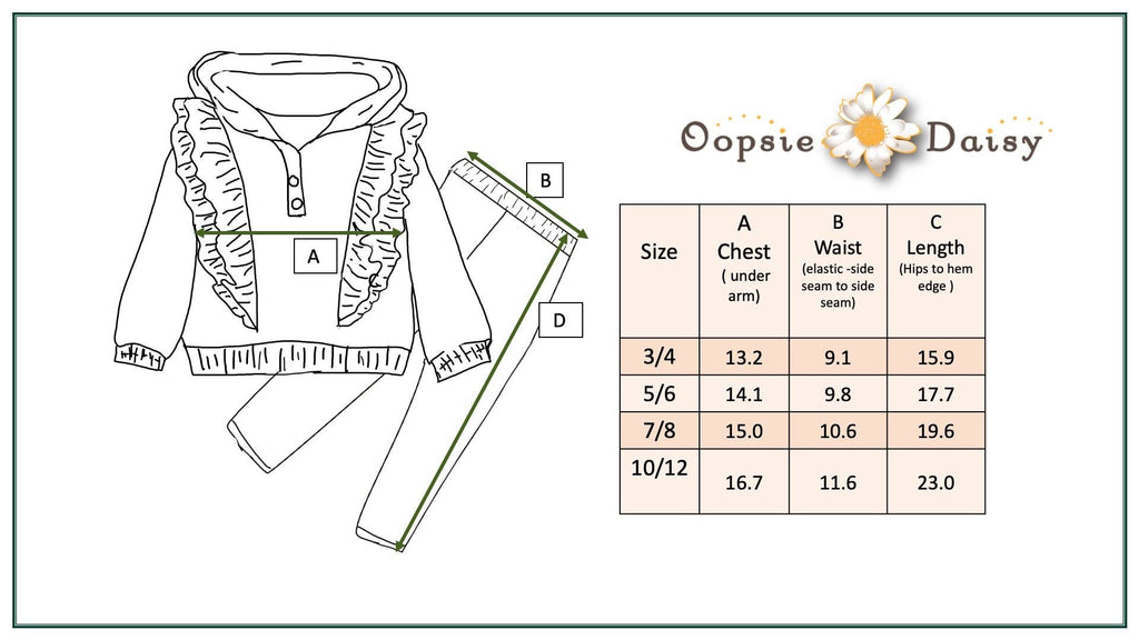Kids Sage Double Ruffle Button Hoodie & Stripe Leggings Set