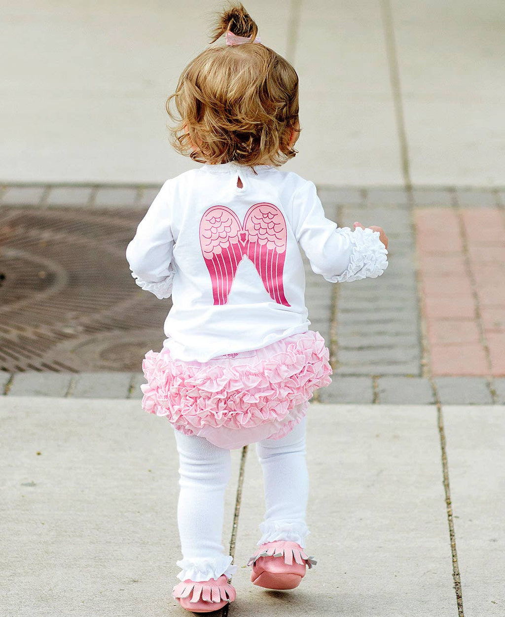 Baby Girls Baby Pink Woven RuffleButt Bloomer