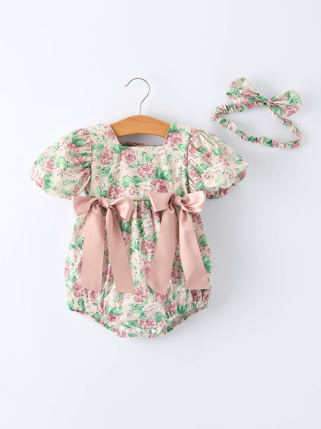 Vintage Rose Baby Girls Romper