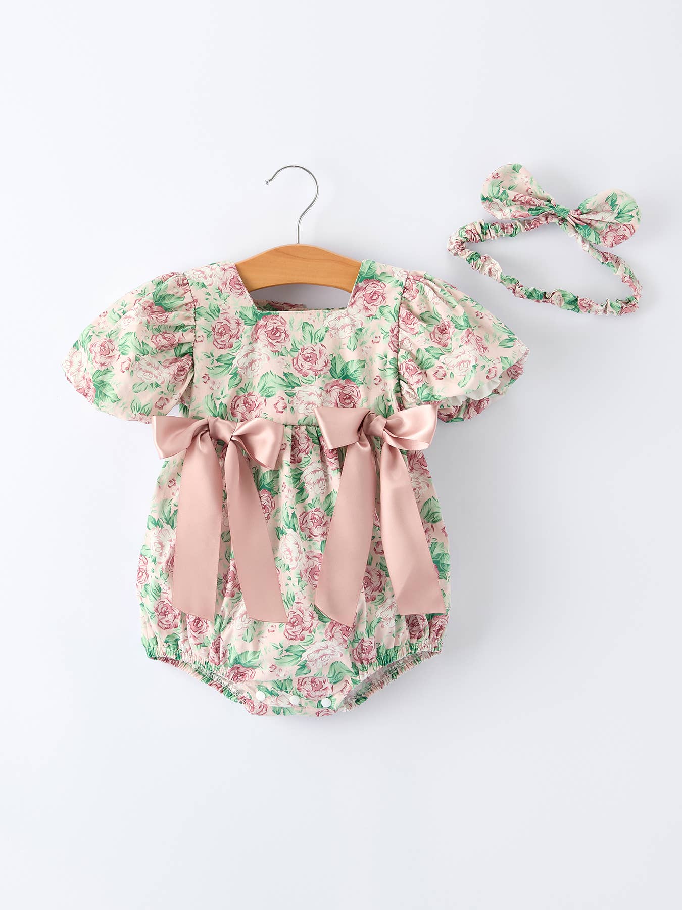 Vintage Rose Baby Girls Romper