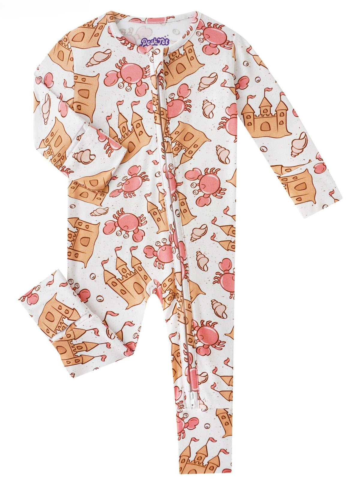 PoshTOT Crab Bamboo Baby Convertible Zippy Romper