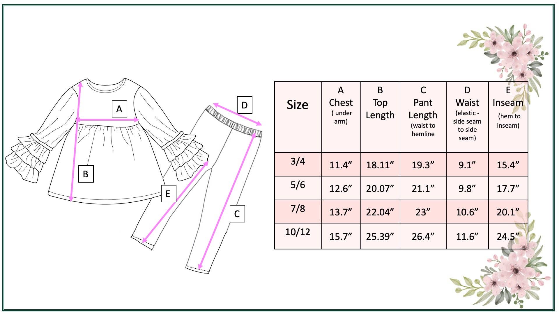 Girls Fall Winter Blue Meadow 3 Ruffles Shirt Pant Set