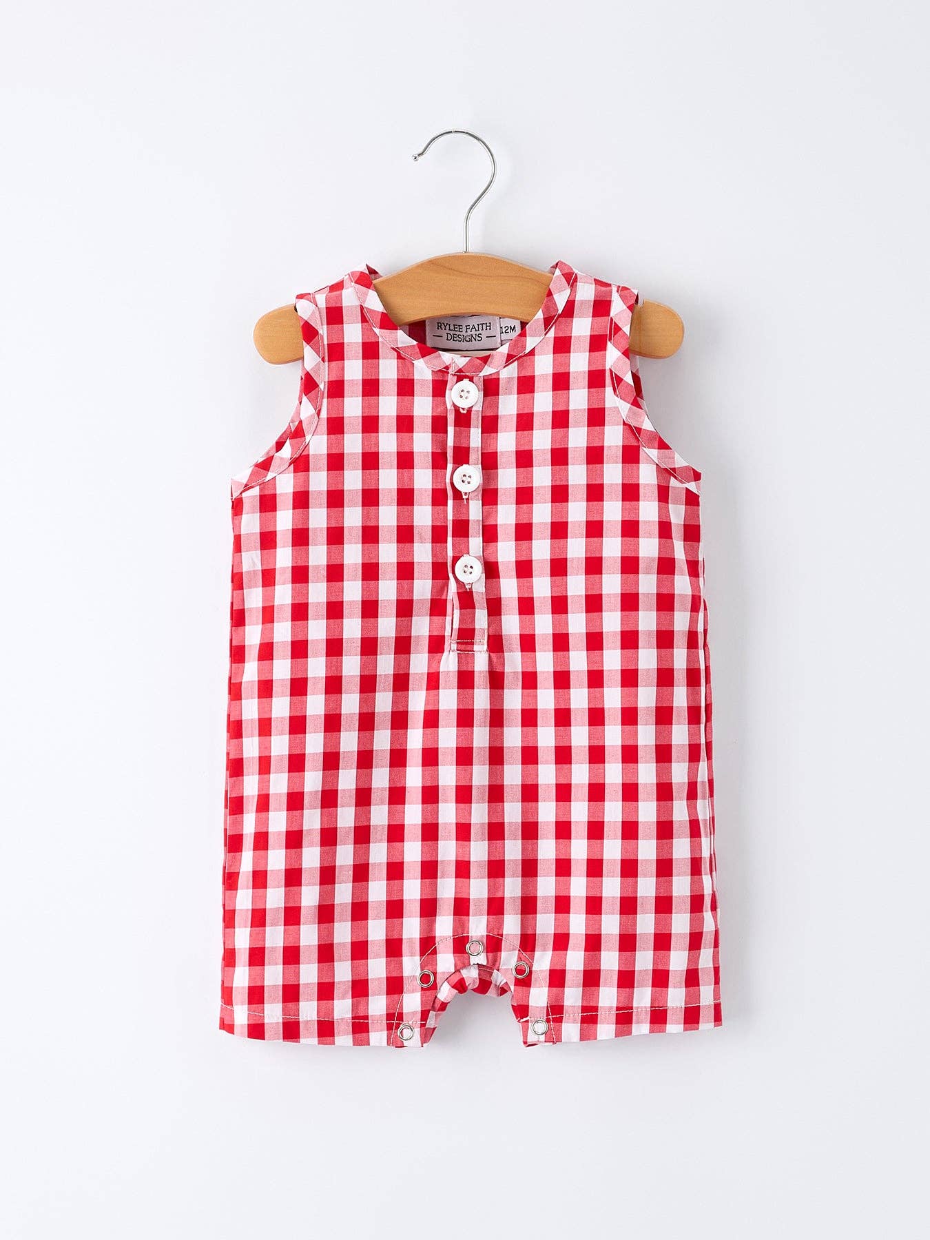 Summer Plaid Smocked Ruffle Boys Romper Sibling Outfits