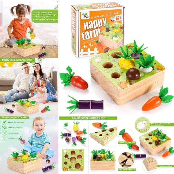 Happy Farm -SQ STEM Montessori Shape Learning - All Wood Toy