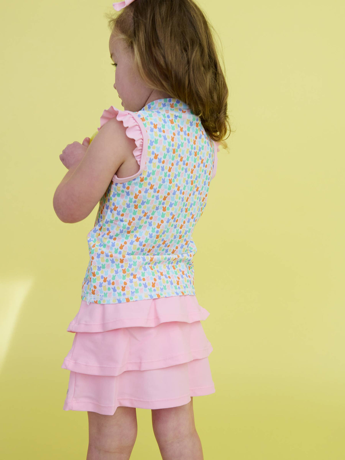 Girls Pink Tiered Active Skort