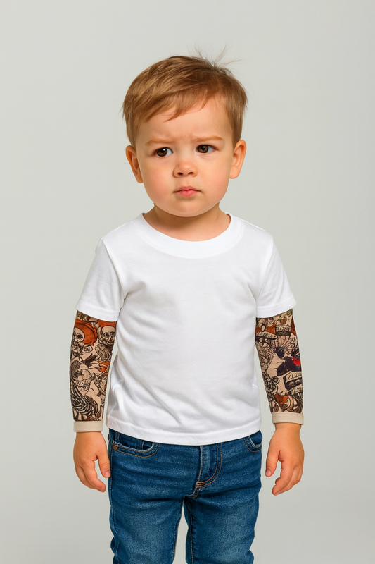 Tattoo Sleeve White Unisex Kids T-Shirt