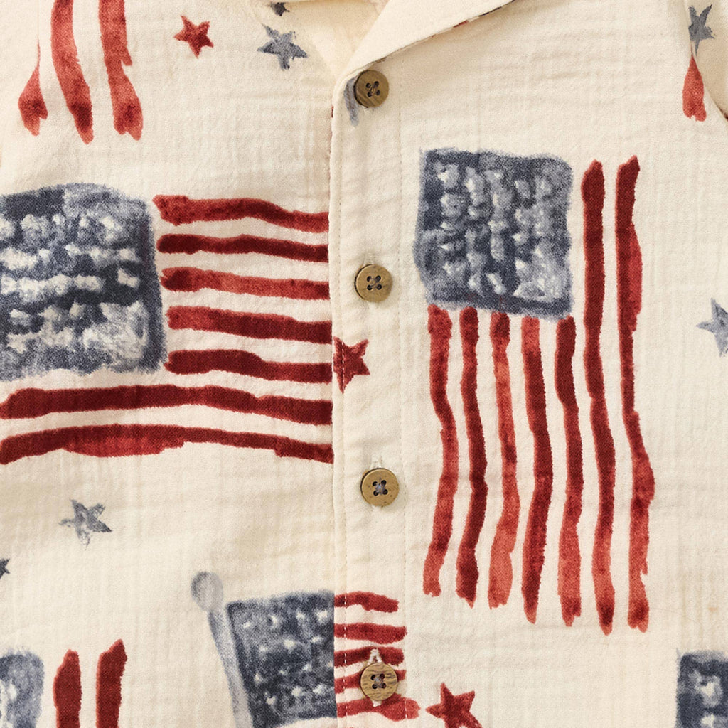American Flag Baby Boy Romper