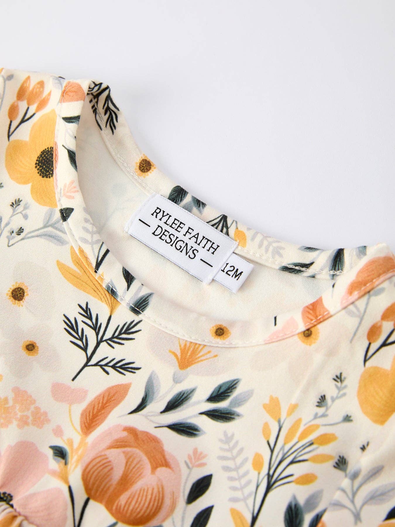 Fall Floral Print Baby Girls Long Sleeve Top with Ruffle Bloomers Set