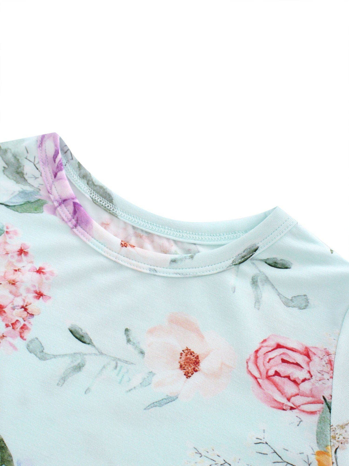 PoshTOT Green Hydrangea Print 2 Piece Short Sleeves PJ Set