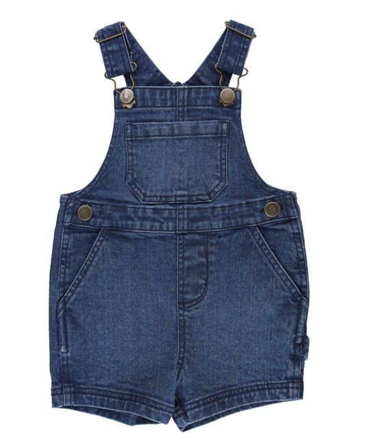 Toddler Boys Medium Wash Denim Short Overalls
