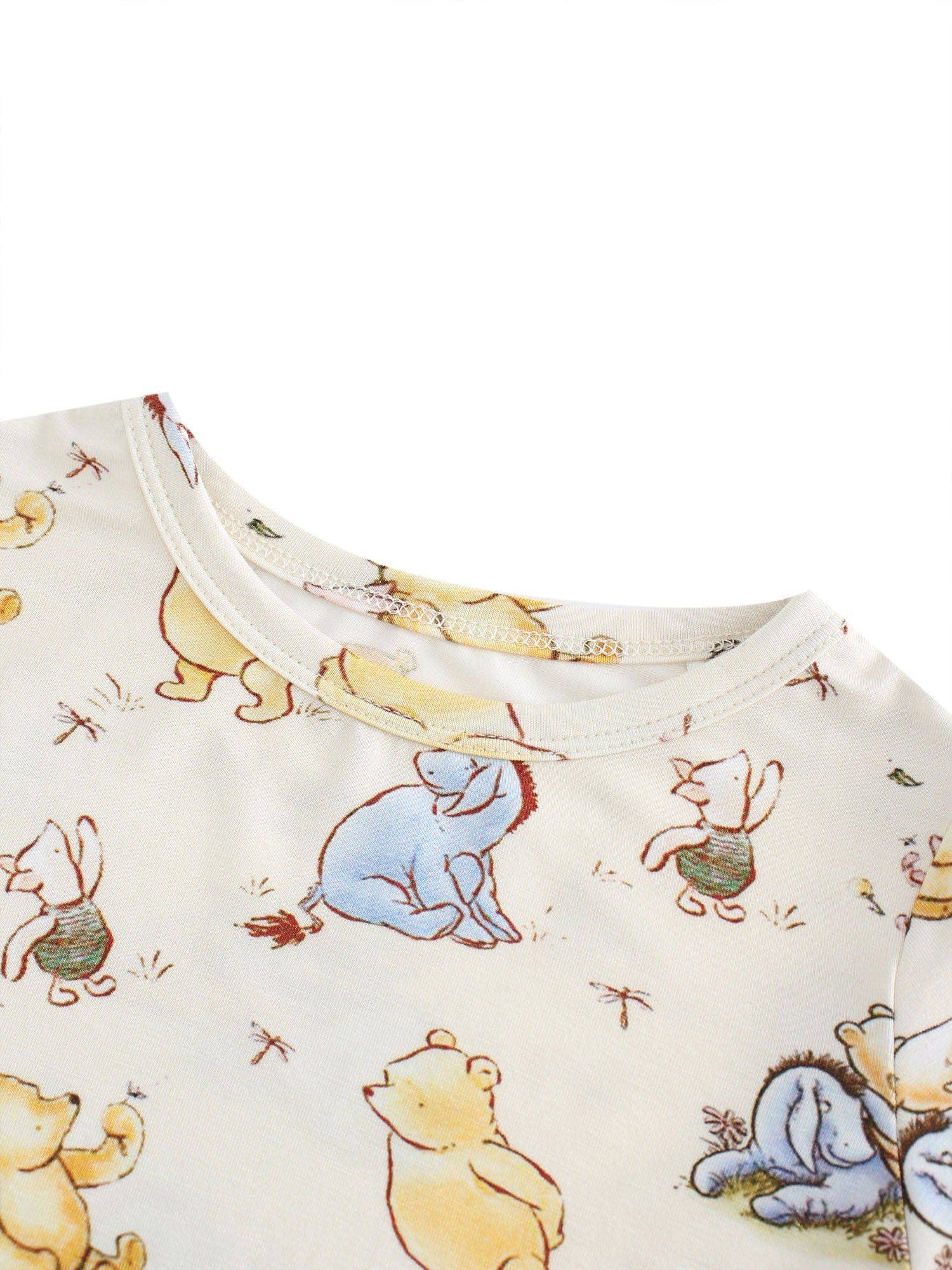 PoshTOT Little Yellow Bear Print 2 Piece Short Sleeves PJ Set