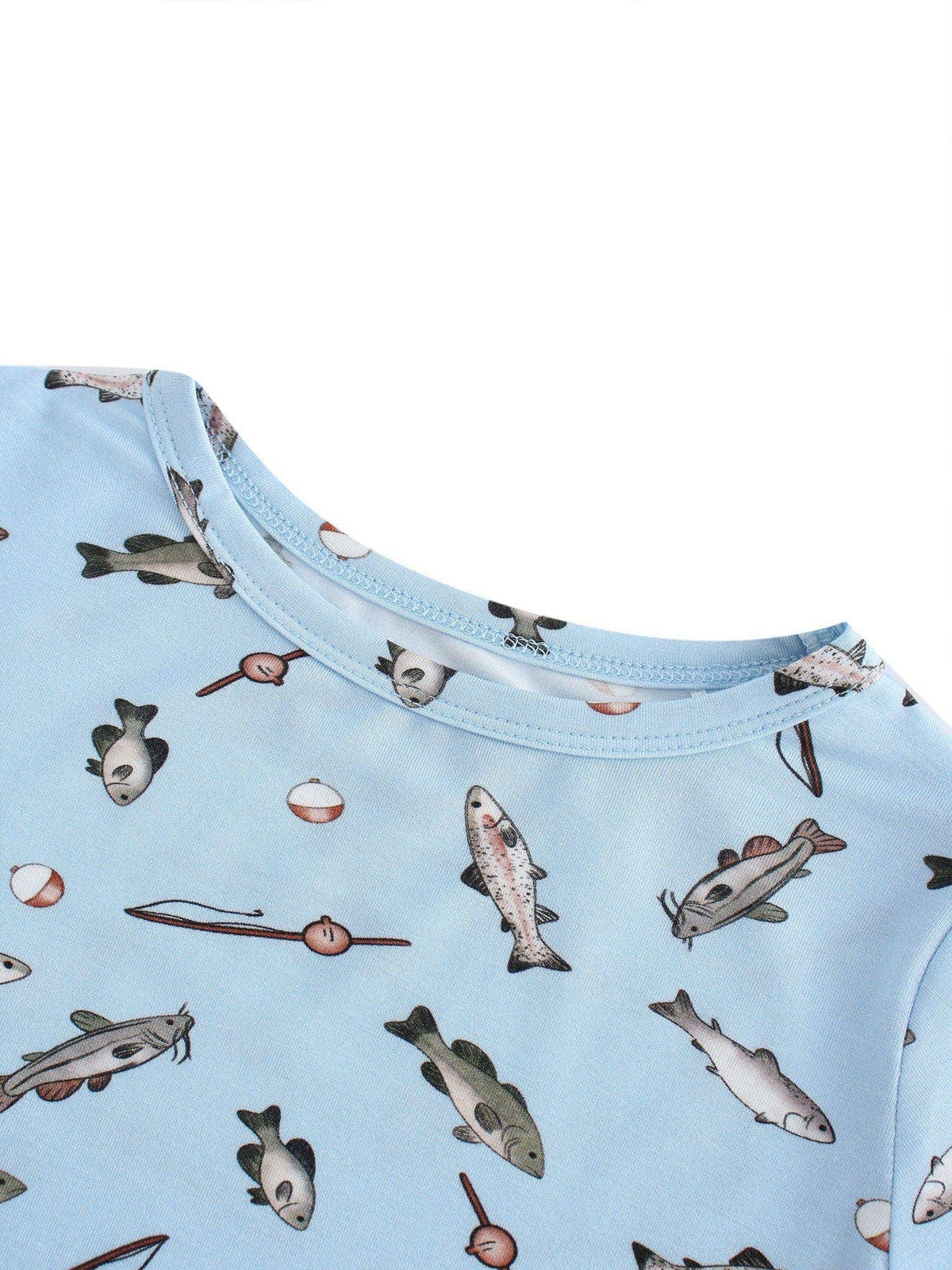 PoshTOT Blue Fish Print 2 Piece Short Sleeves PJ Set