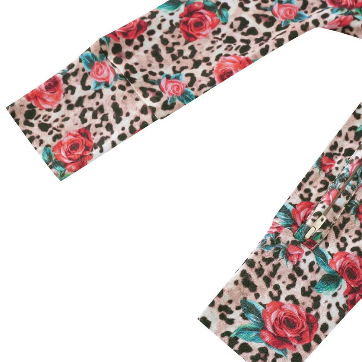 PoshTOT Leopard Rose Bamboo Baby Convertible Zippy Romper