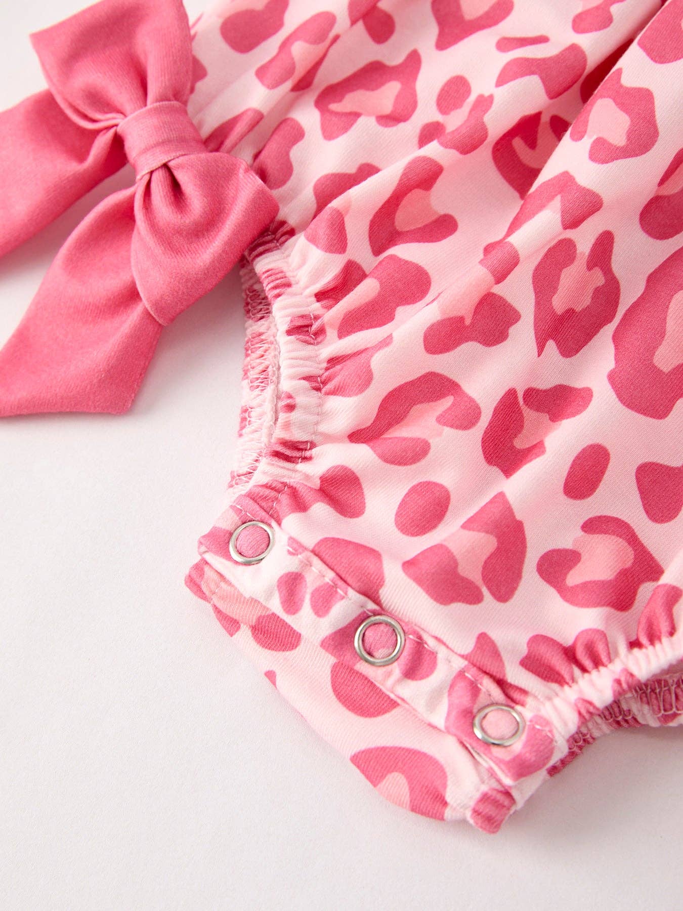 Pink Smocked Church Christ Bishop Christening Leopard Baby Girl Romper