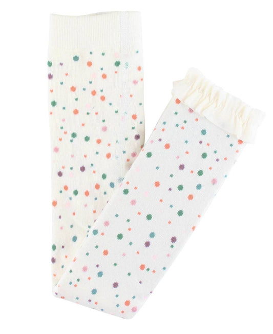 Girls Spotty Dots Patterned Footless Ruffle Tights