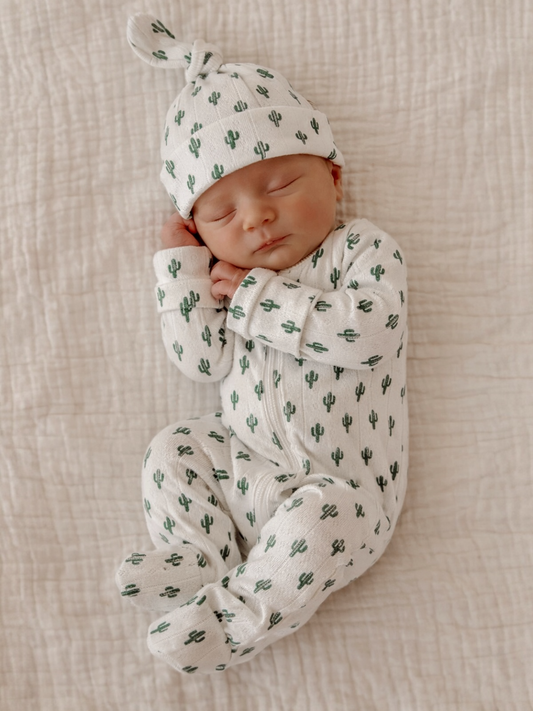 Cactus / Organic Pointelle 2-Way Zip Footie
