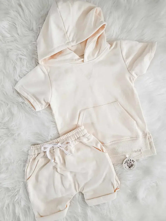 2 PC Set - Spring Summer Short Set - Cream/Butter