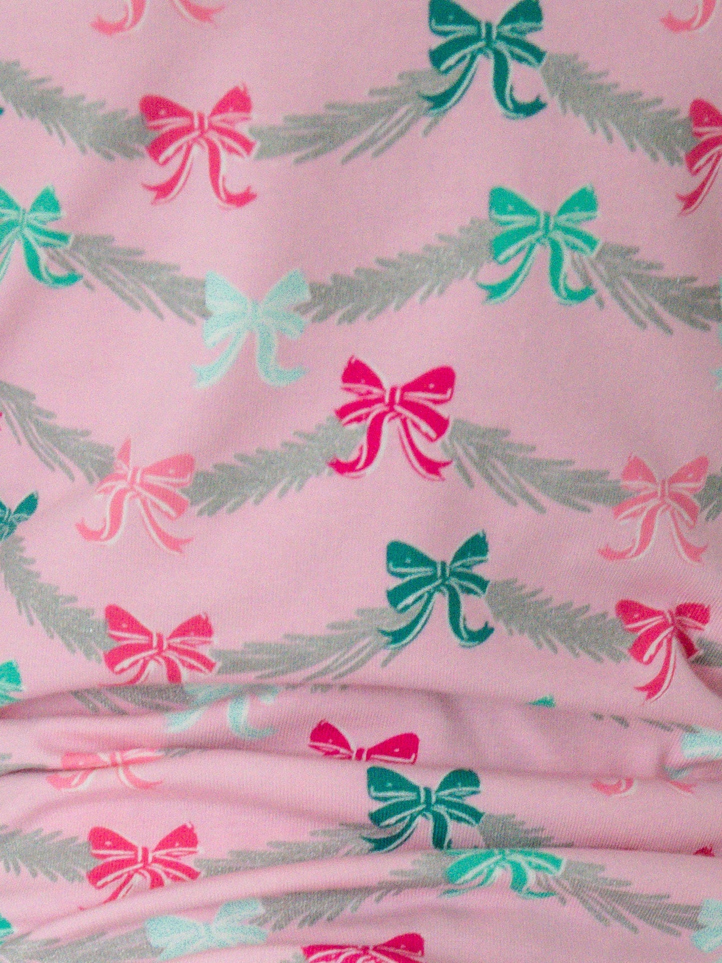 SoftSnooze™ Baby Girls Cotton Modal Sparkle Pink Tinsel Tidings Footed Ruffle One Piece Pajama