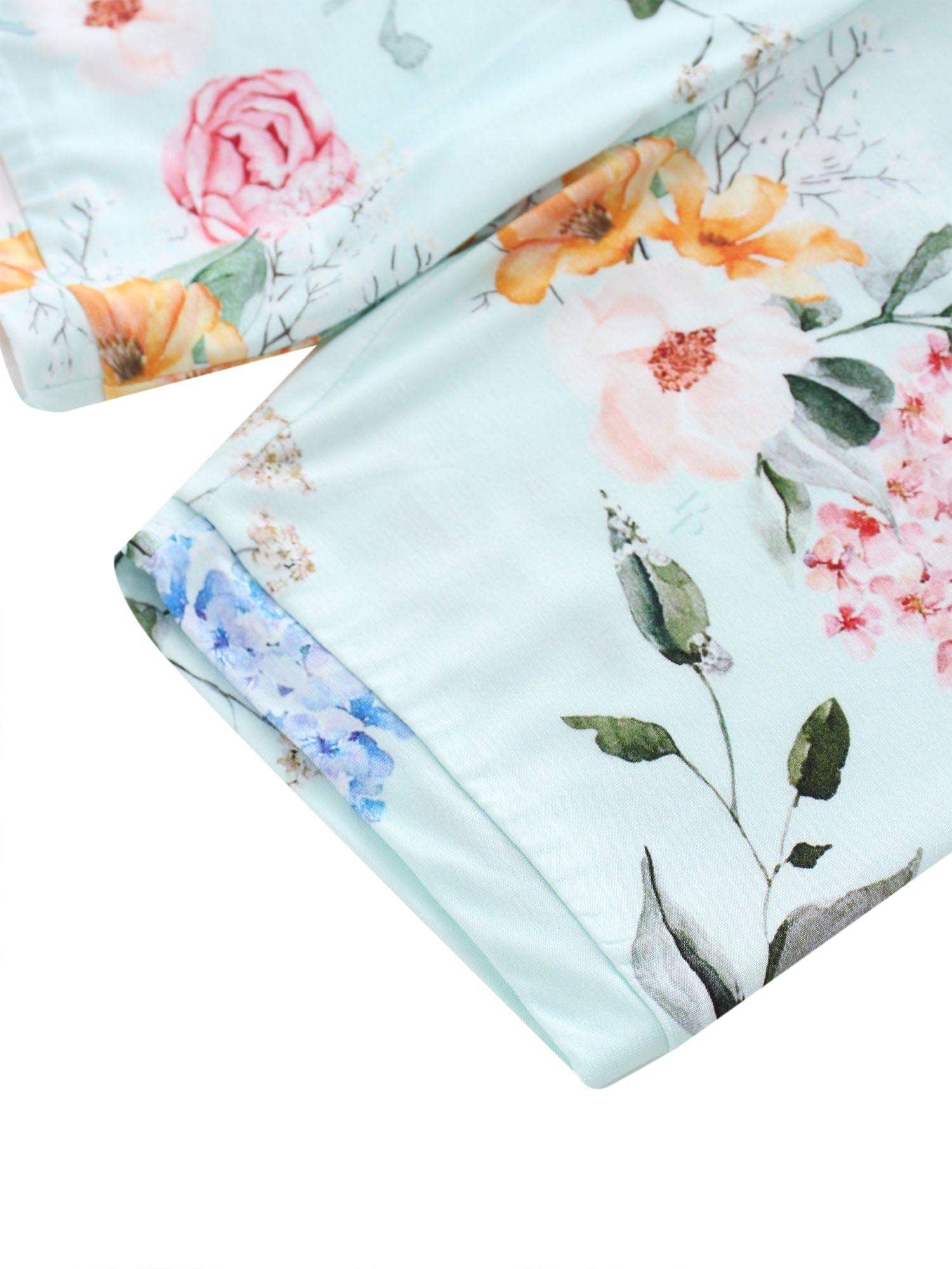 PoshTOT Green Hydrangea Print 2 Piece Short Sleeves PJ Set