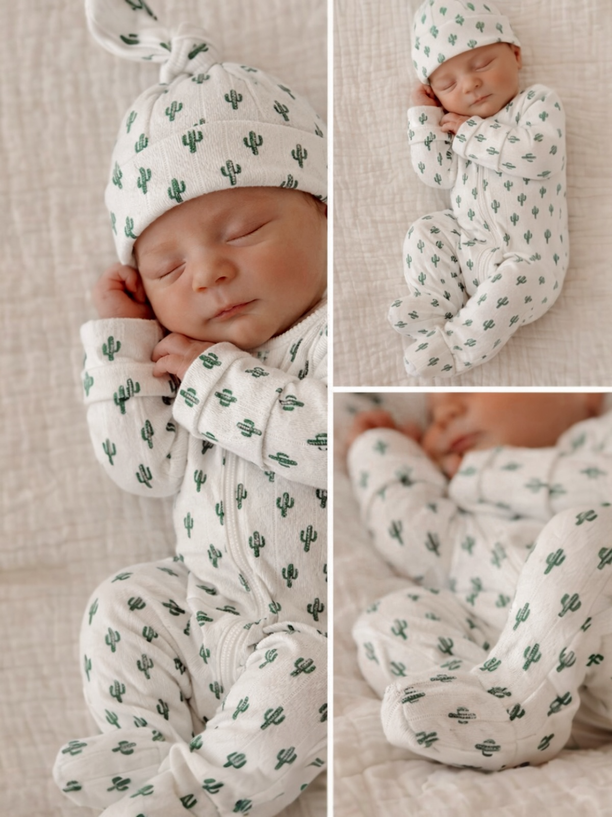Cactus / Organic Pointelle 2-Way Zip Footie