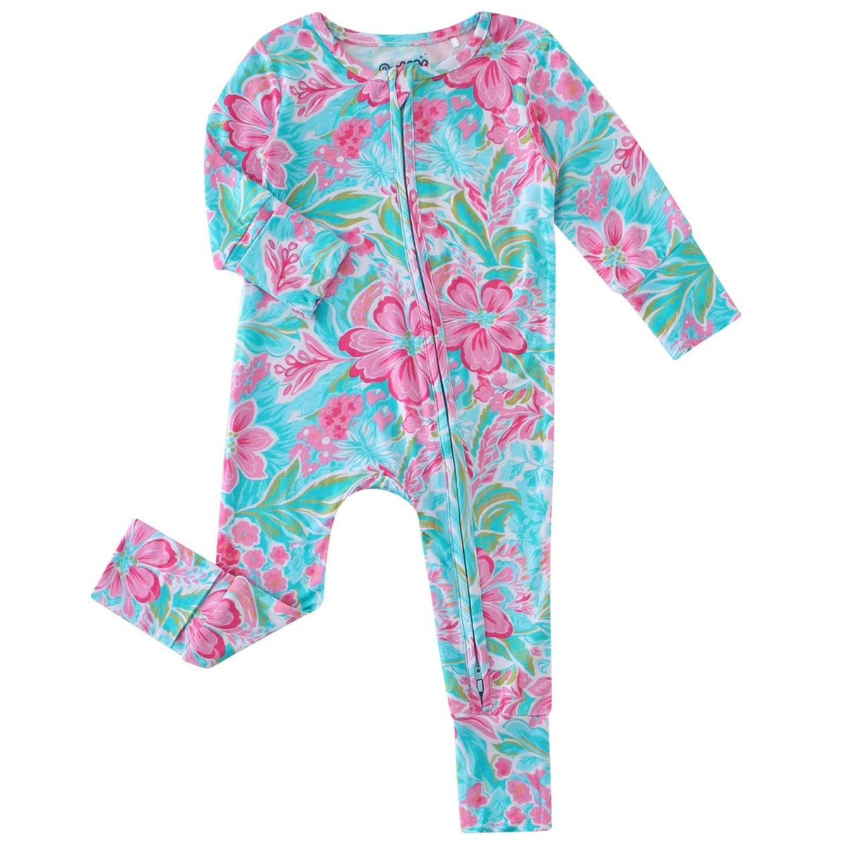 PoshTOT Summer Floral Bamboo Baby Convertible Zippy Romper