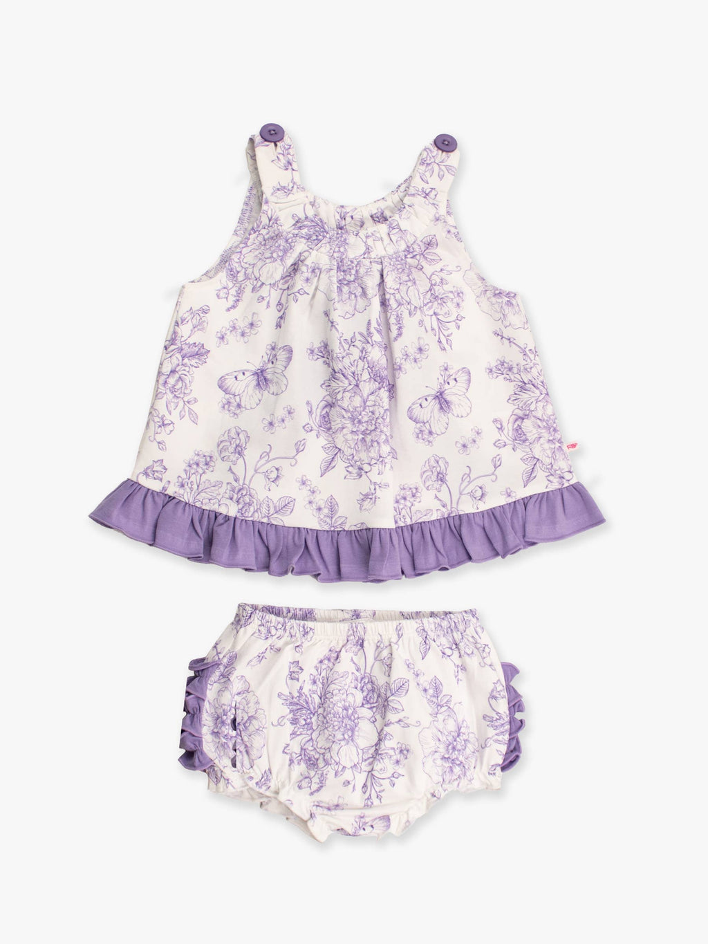 Baby Girls Wisteria Purple Butterfly Garden Toile Knit Swing Top & Bloomer Set