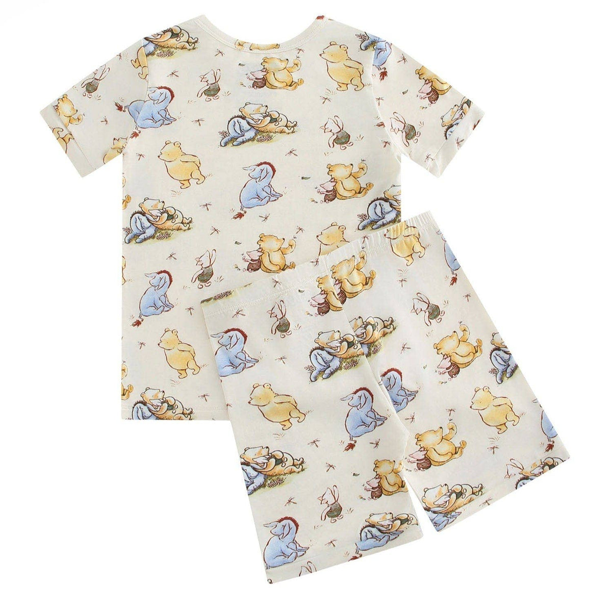 PoshTOT Little Yellow Bear Print 2 Piece Short Sleeves PJ Set